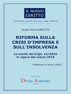 cover image of RIFORMA SULLA CRISI D'IMPRESA E SULL'INSOLVENZA. Le novità del d.lgs. 14/2019 in vigore dal marzo 2019